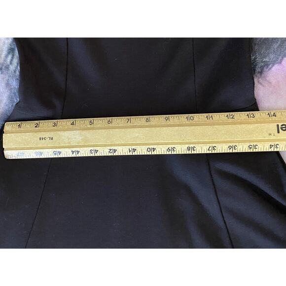 Lulus Black Sz Sm Ponte Knit Fit N Flare 3/4 Slv Expsd Gold Zipper Pockets Midi - Picture 8 of 11